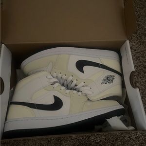 Women’s Air Jordans 1 Mid. Coconut Milk/Black. Womens size 8
